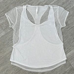 Lululemon size 6 Set the Course Short Sleeve mesh racer back tank tee shirt